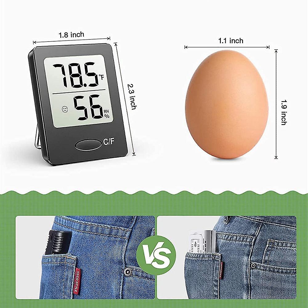 Humidity Gauge, Room Thermometer Hygrometer, Mini Size, Black,2 Packs