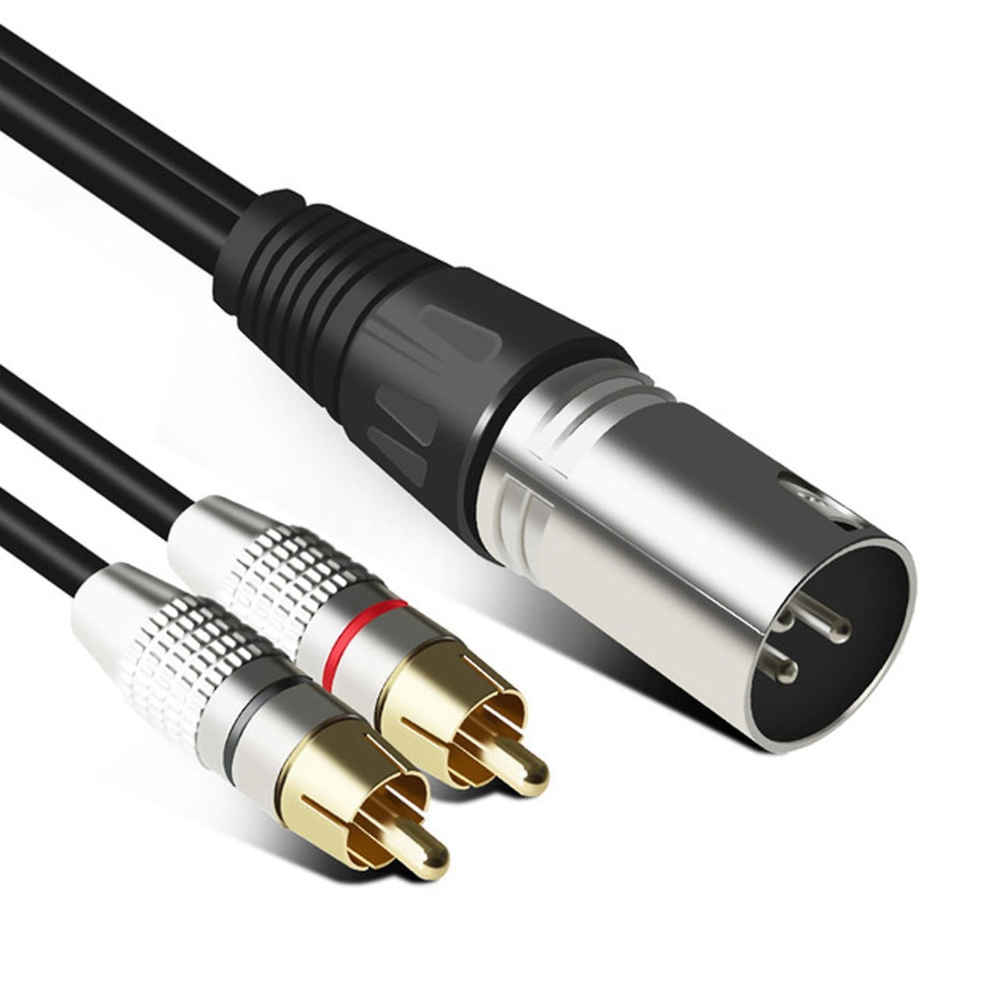 1 Xlr Male to 2 Rca Male Plug Stereo Audio Cable Connector (1.5m)