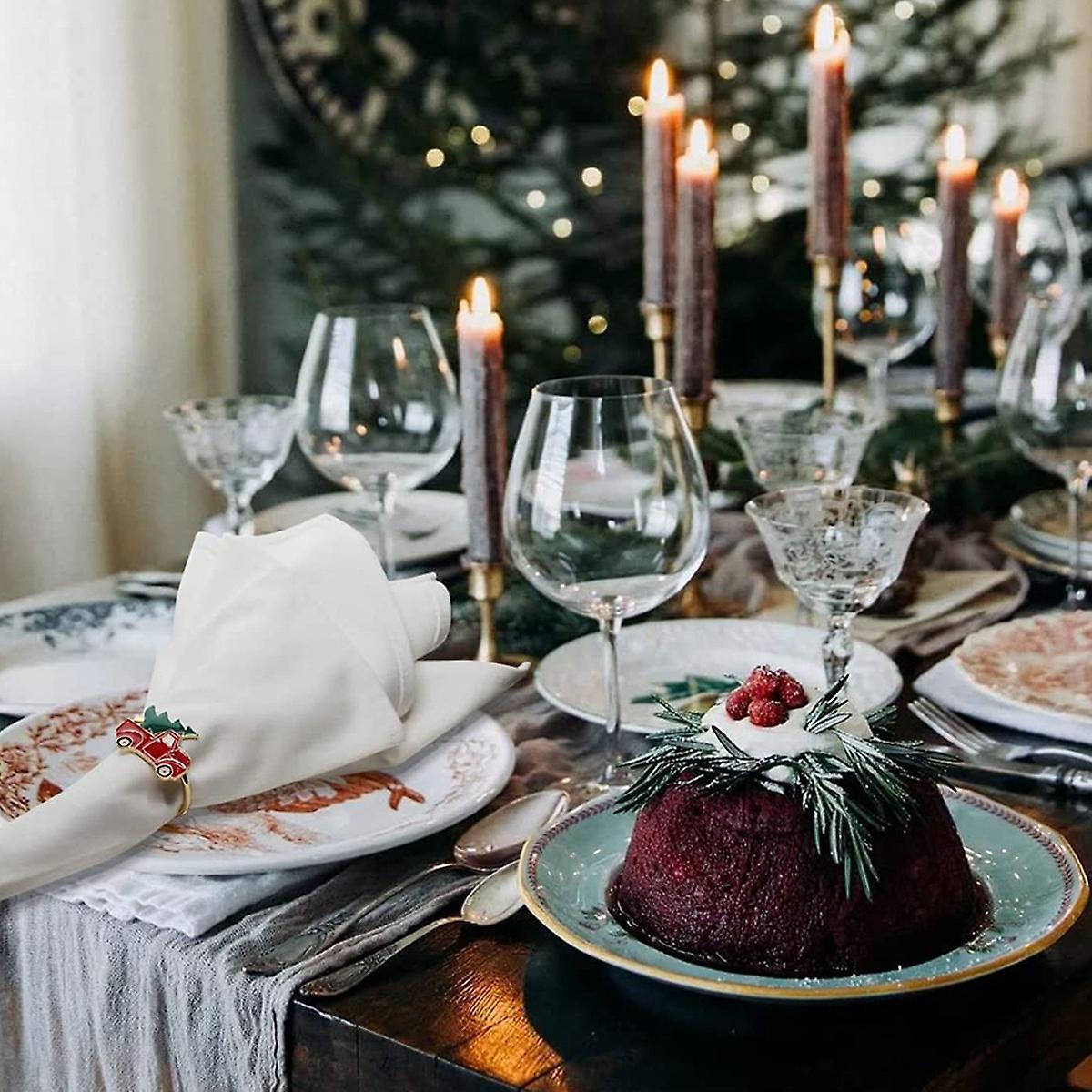 6 Pcs Christmas Car and Tree Napkin Ring,napkin Ring Holder