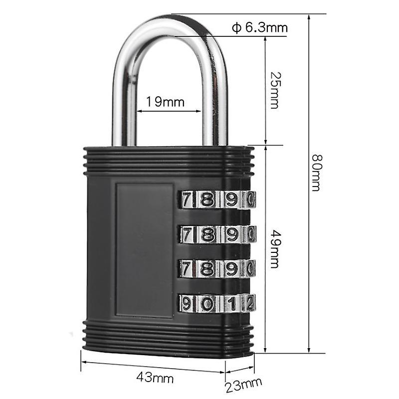 4 Digit Code Padlock for Lockers, Resettable&weatherproof , Black