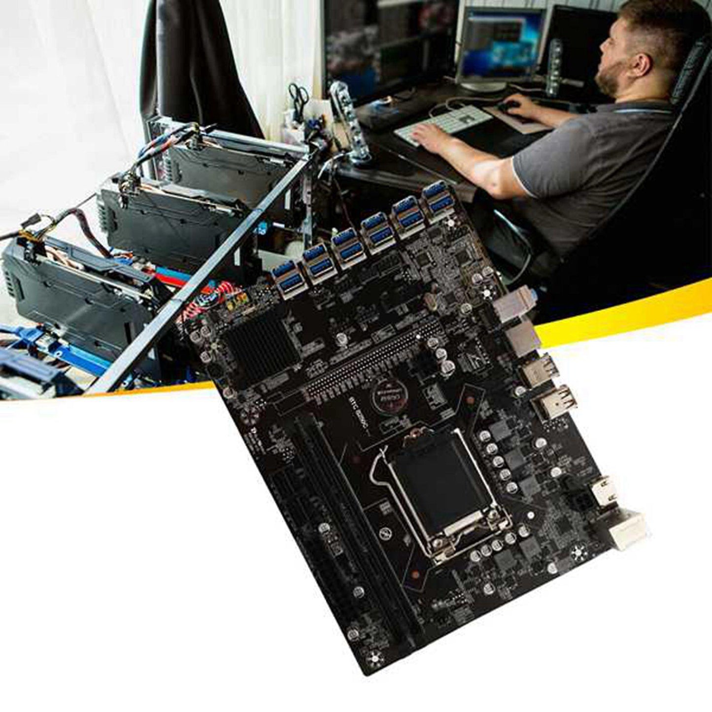 B250c Btc Mining Motherboard with 120g Ssd+ddr4 4gb 2133mhz Ram