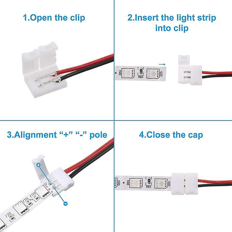 24pcs 8mm 2 Pin Led Strip Light Connector for 8 Mm Wide Flexible Smd