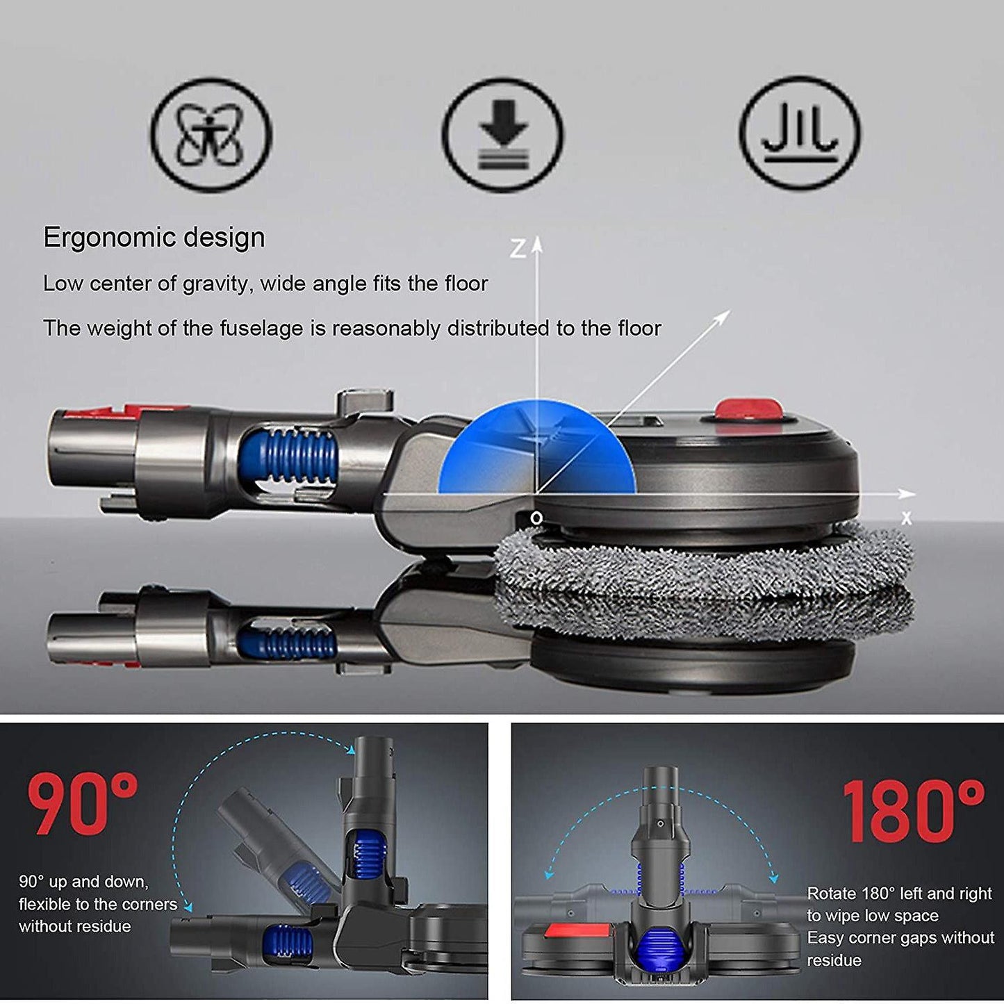 Electric Mopping Head Set for Dyson V7 V8 V10 Vacuum with Led Lights