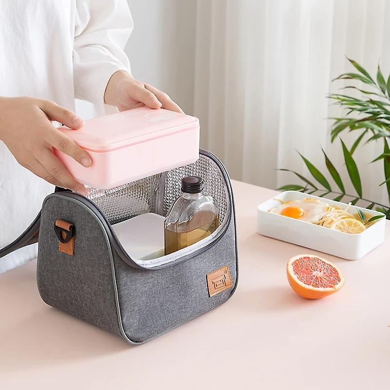 Lunch Bag, Large Capacity Thermal Bag Insulated Bag Lunch Box, Gray-d
