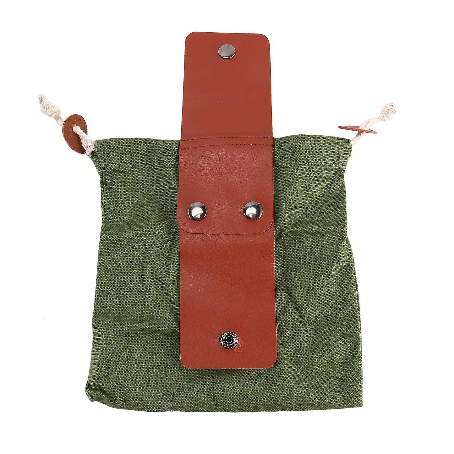 Collapsible Canvas Foraging Pouch Pu Leather Belt Pouch(green)