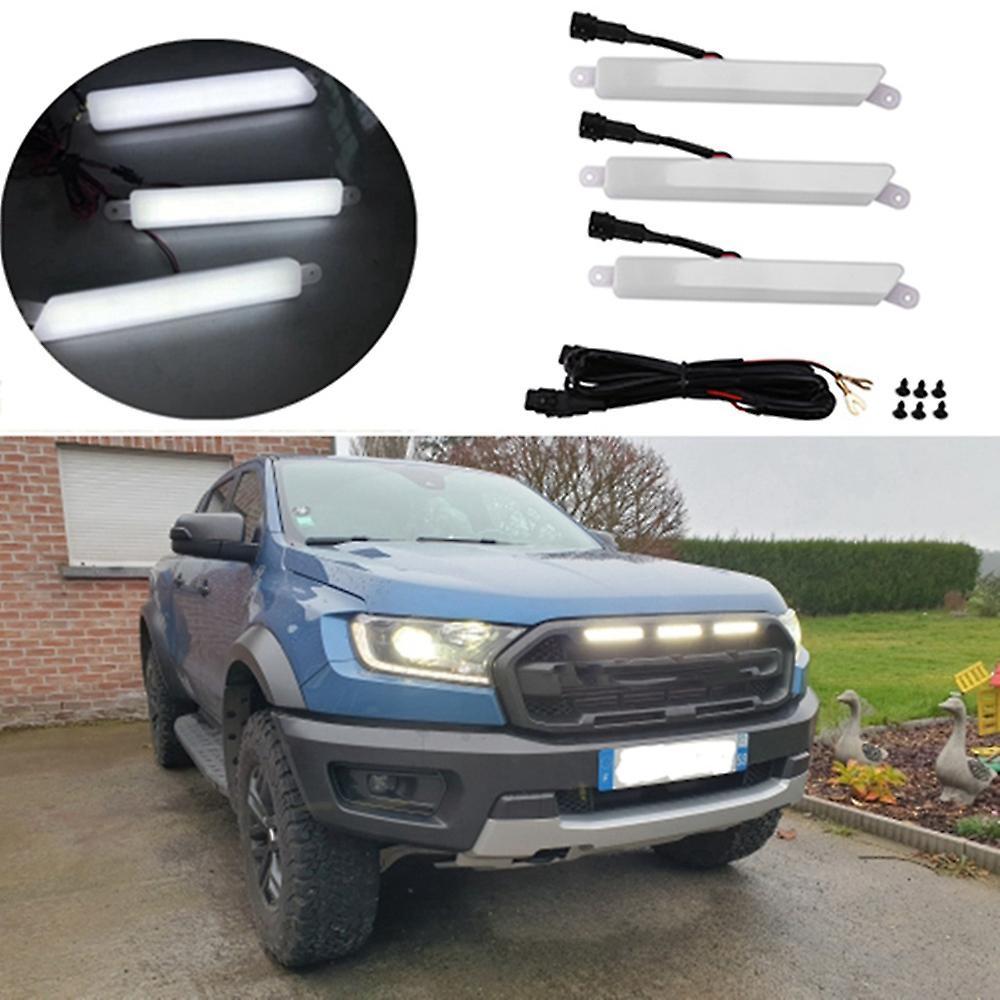 3pcs Led Drl Front Mesh Mask Grille Cover Led Lighting for Ford