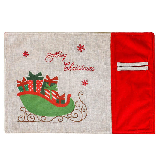 Christmas Decorations Red and Green Gift Carts Placemats,red