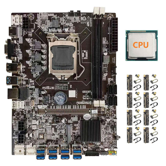 Btc B75 Motherboard+cpu+8xver009s Plus Riser Lga1155 8xpcie Adapter