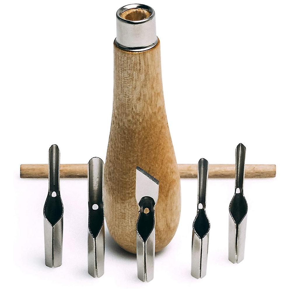 Block Cutting Rubber Stamp Carving Tools with 5 Blade Wood Handle Set