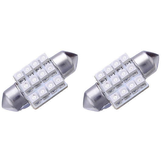 2x 31mm 12 Smd Led Interior Dome Festoon C5w Number Plate Light Bulb