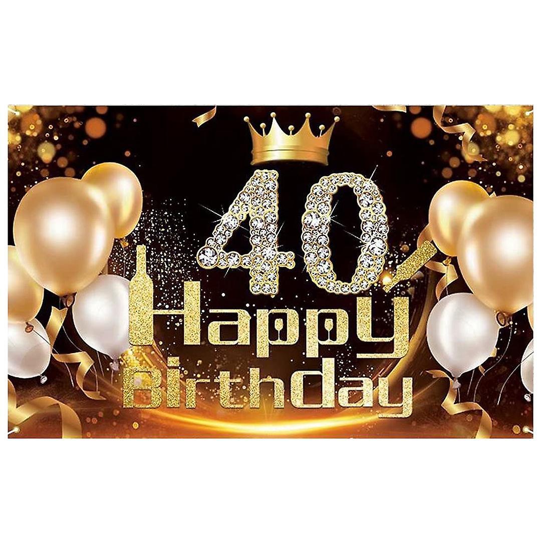 Black Gold Banner 40th Birthday Decoration Girl Birthday Background