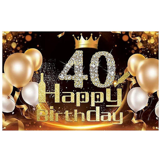 Black Gold Banner 40th Birthday Decoration Girl Birthday Background