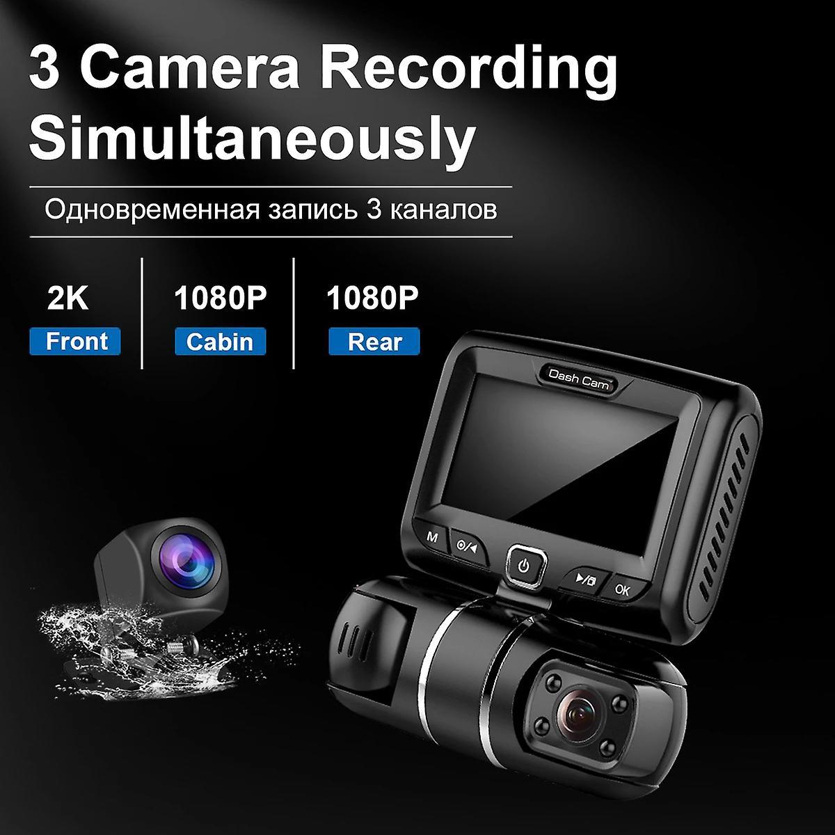 3 Ch Car Truck Van Bus Taxi Dvr Cam Wifi Front Rear Cabin Support