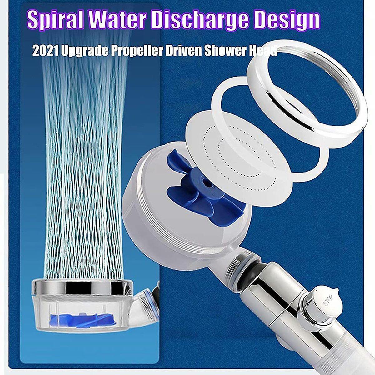 Pressure Fan Shower Heads - Turbo Propeller Driven Shower Head (bule)
