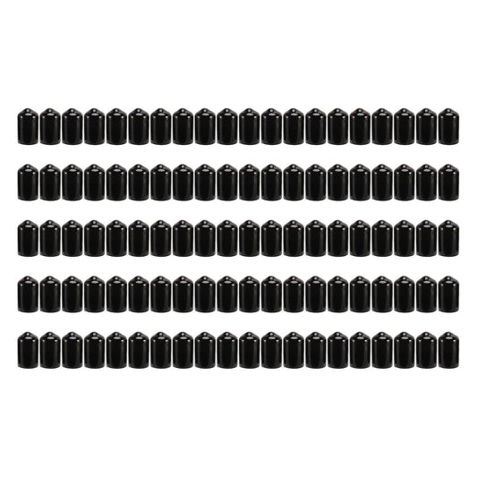 100pcs Rubber End Caps 9.5mm Id Pvc Round Tube Bolt Cap Cover Black