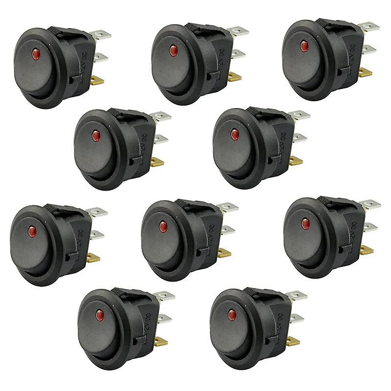 10pcs Spst Round Dot Switch 20a for Car Or Boat with Led ,red Light