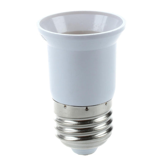 E27 to E27 Bulb Holder Silver Tone White Adapter Extender
