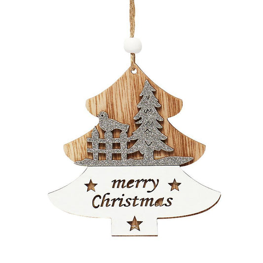 Christmas Pendant, Wooden Christmas Tree Pattern Hanging Ornaments