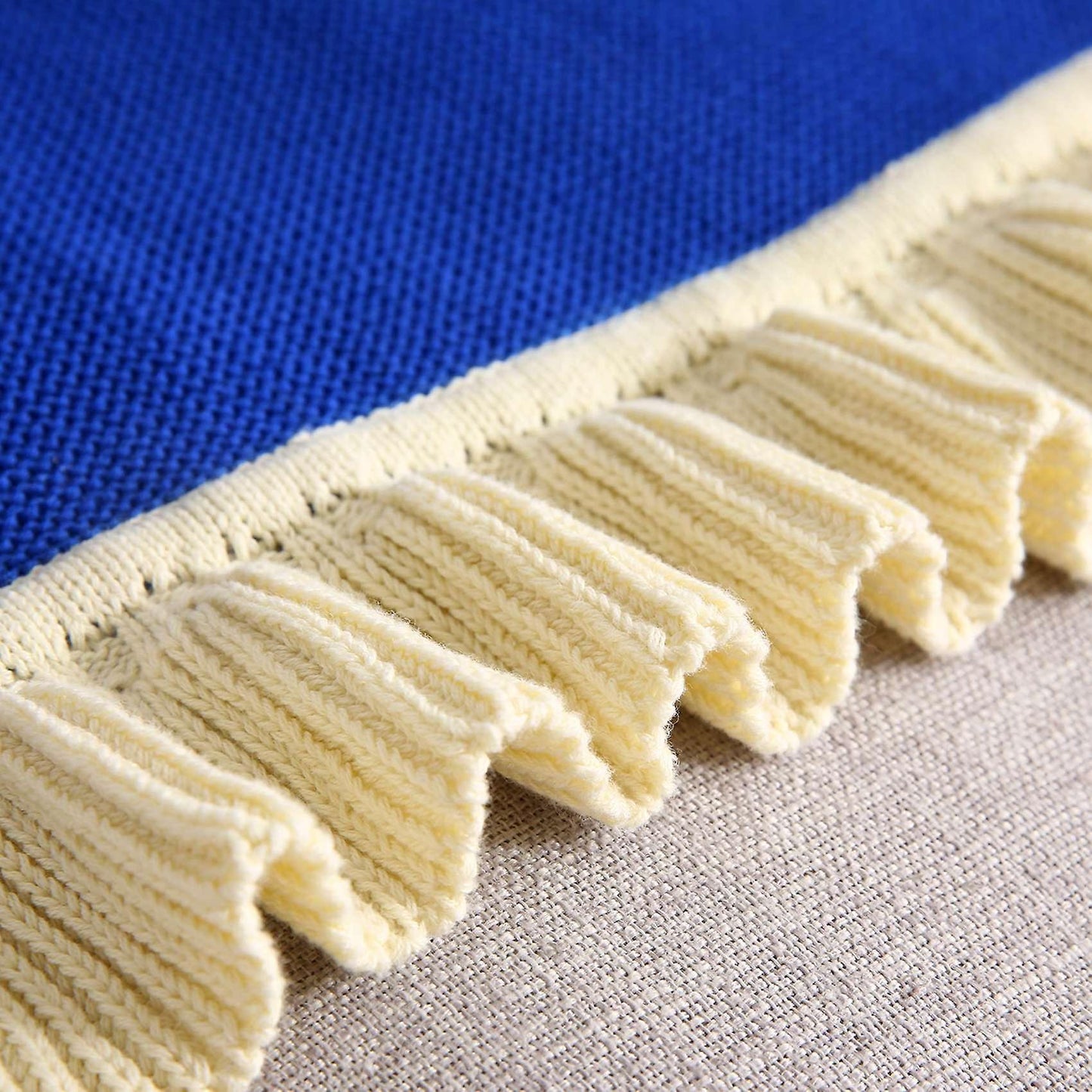 Ruffled Soft Woolen Blanket, Cotton Knitted Blanket, Sofa(navy Blue)