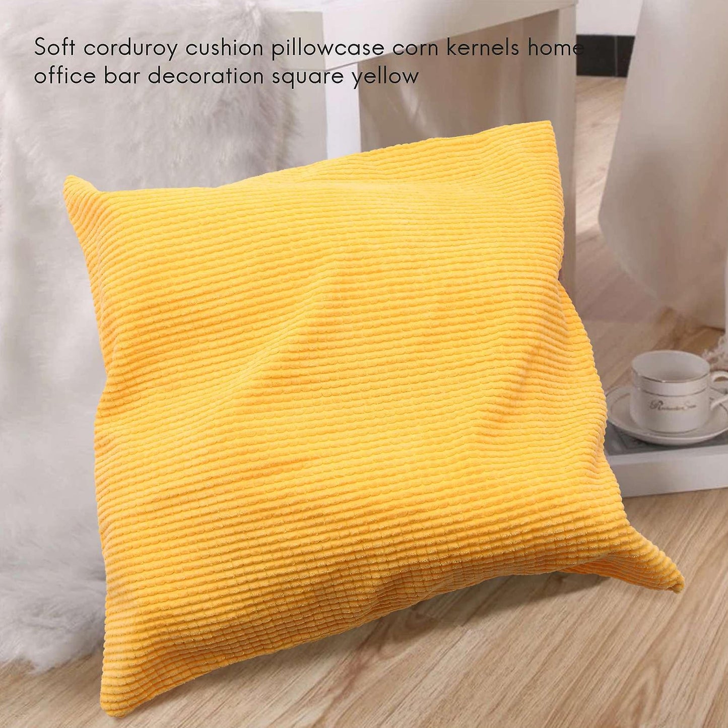 Soft Corduroy Cushion Cover Pillow Throw Case Corn Kernels Yellow 1pc