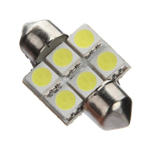 2x 31mm 6 Smd 5050 Led Car Interior Dome Festoon C5w Super White Light Lamp Bulb