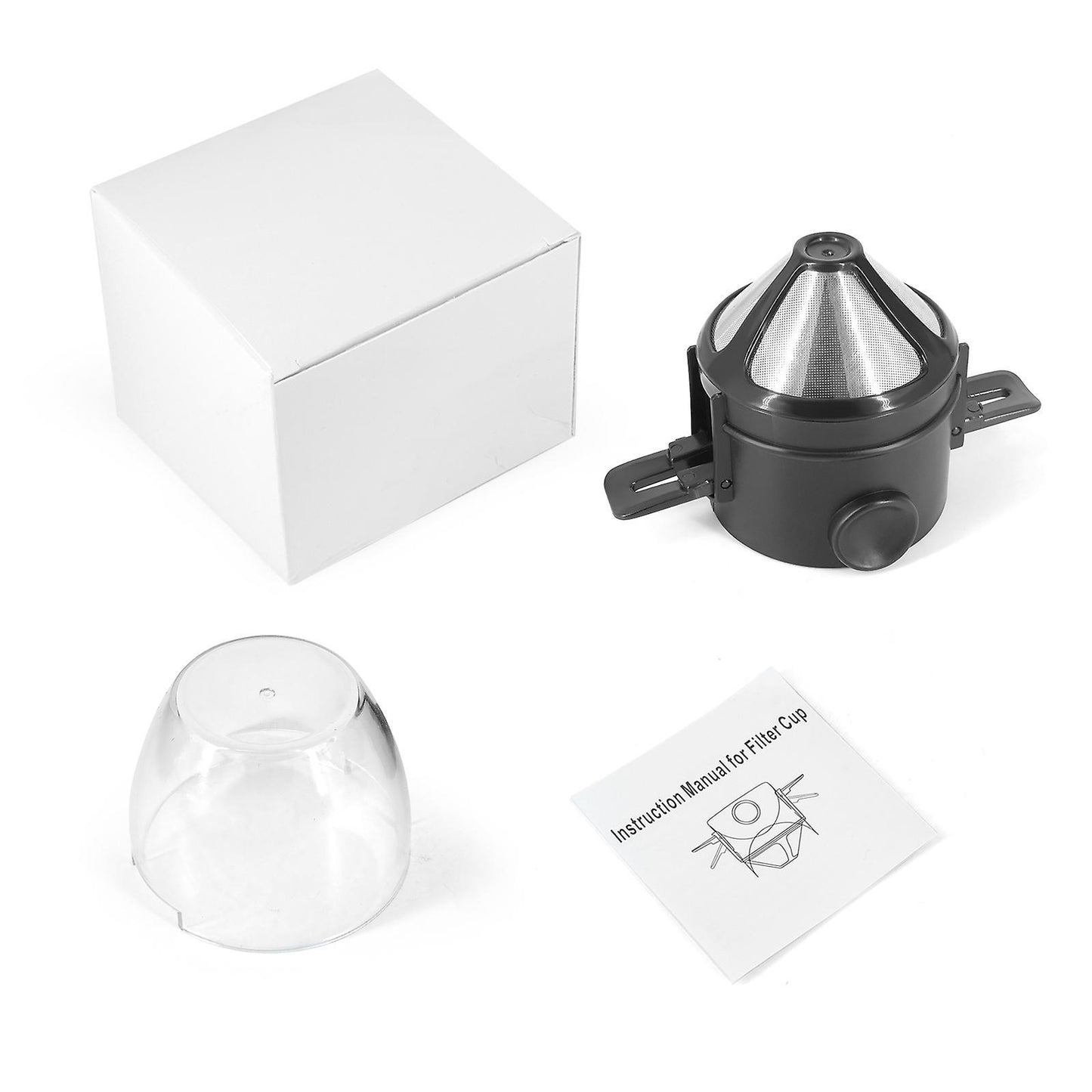 1pcs Coffee Filter with Cup Drip Coffee Tea Holder Reusable ,black