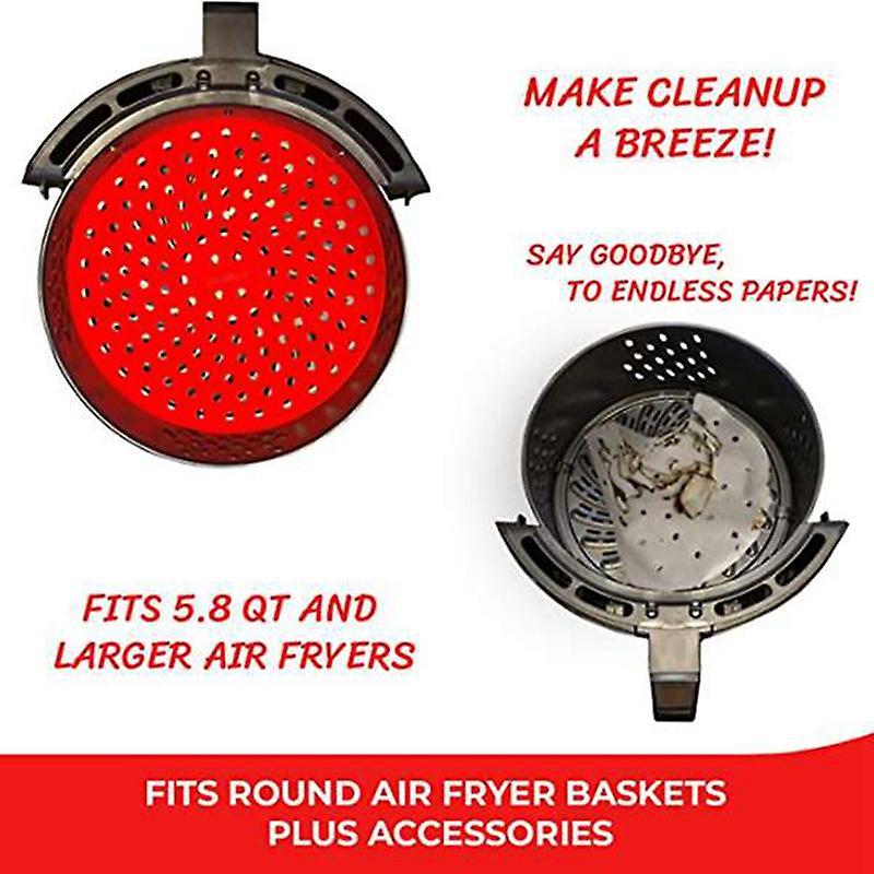 Reusable Air Fryer Liners,non Stick Surface,set Of 3 8inch Red