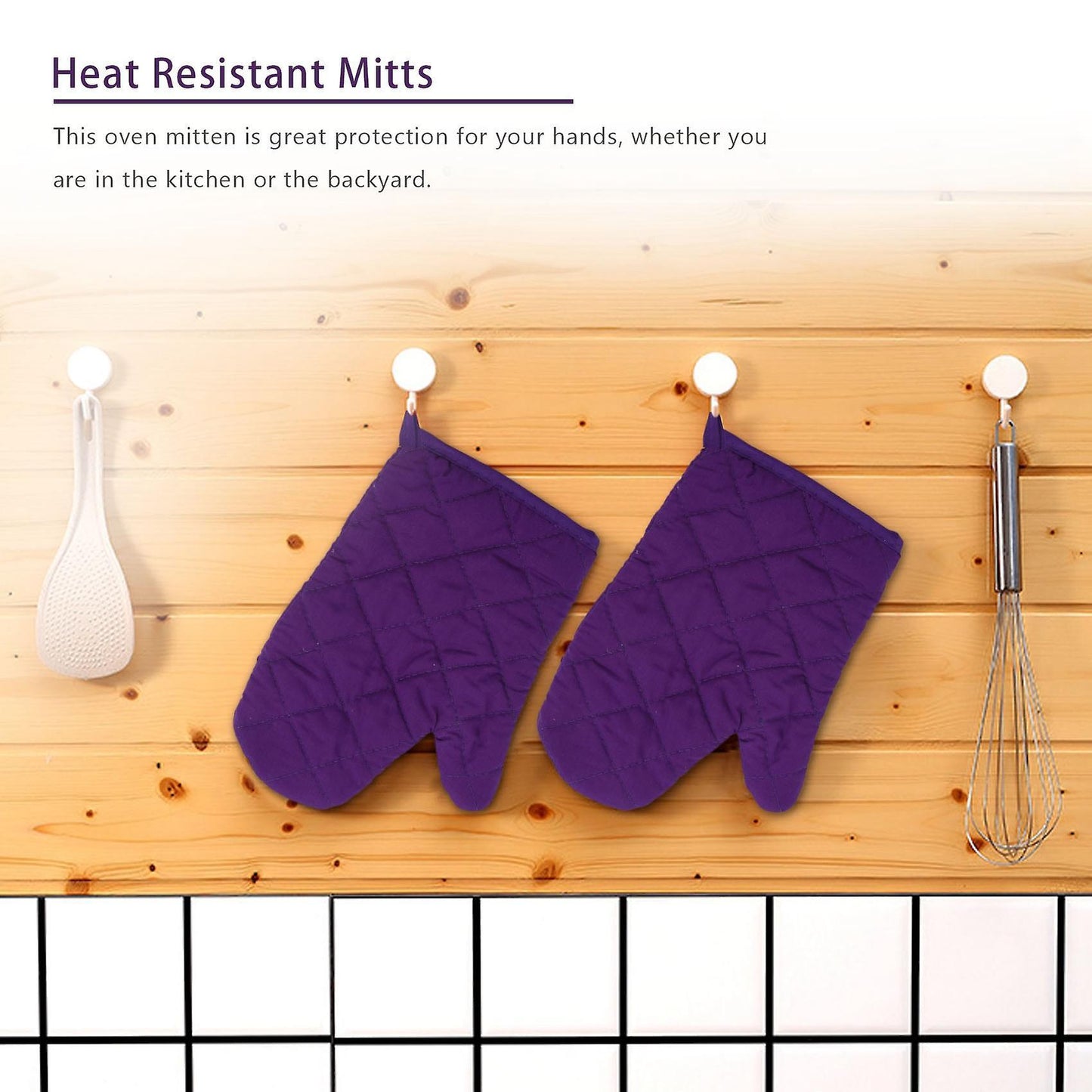 1 Pair Craft Cotton Oven Glove Pot Holder Cooking Mitts Yellow