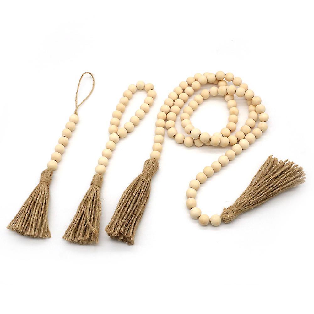 3 Pack Wood Bead Garland with Tassels for Wall Hanging Decor