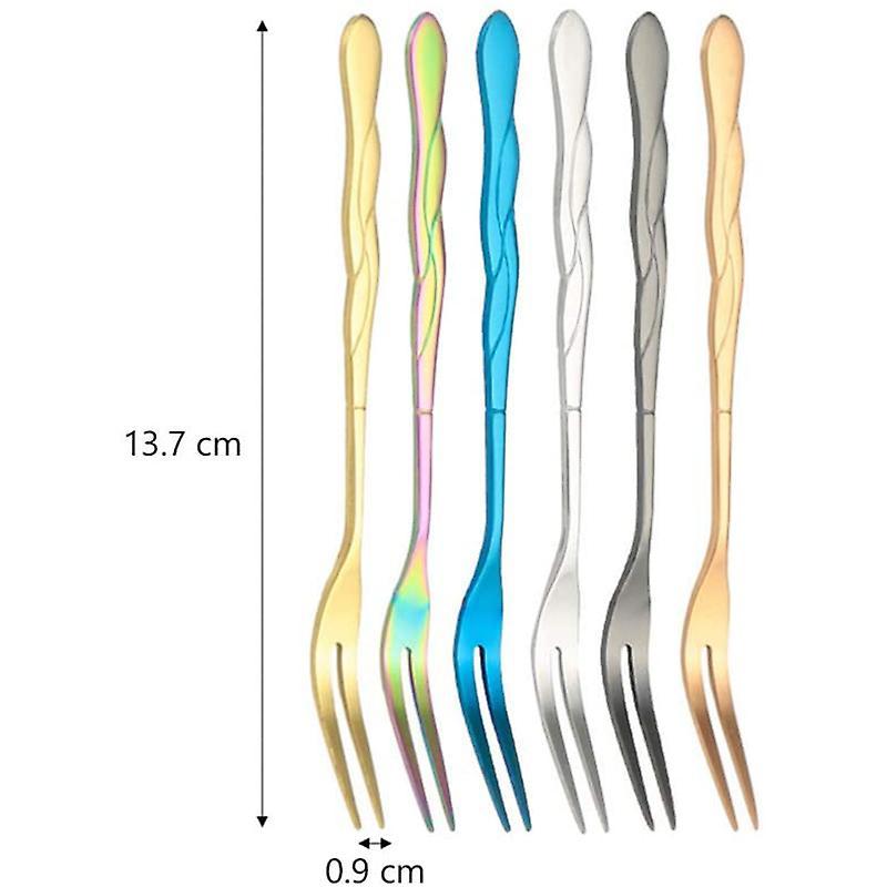 10pcs Stainless Steel Cake Fork 2 Prong Dinner Fork Golden