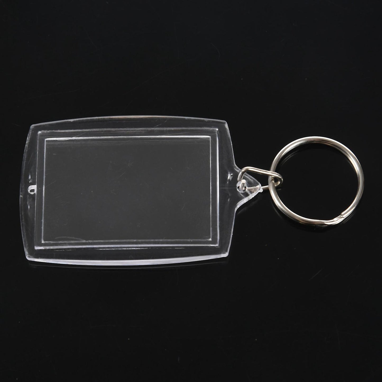 50pcs Transparent Blank Insert Photo Frame Key Ring Split Keychain