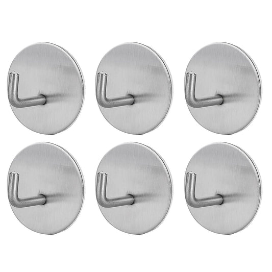 6pc Self-adhesive Towel Hooks Stainless Steel Hooks for Home, Kitchen