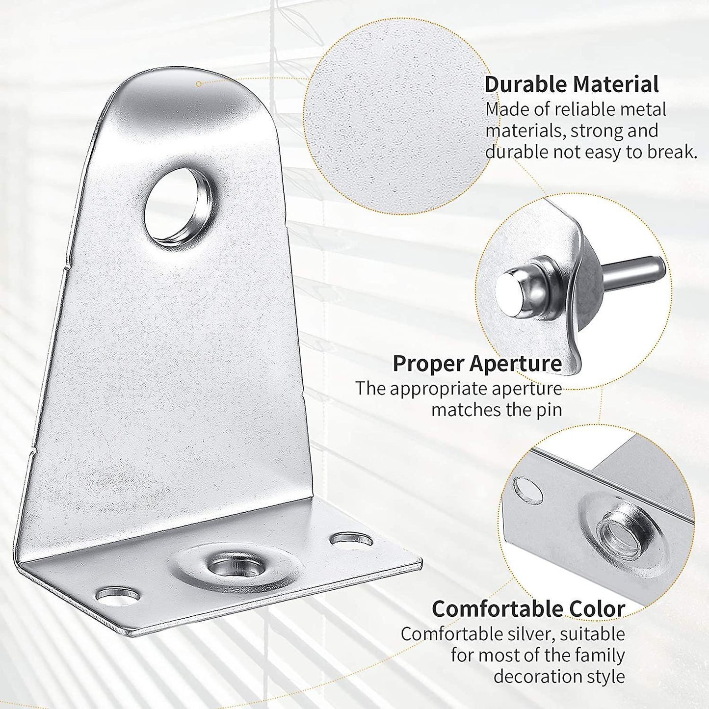 Metal Hold Down Brackets and Pins, for Horizontal Blind Shades Window