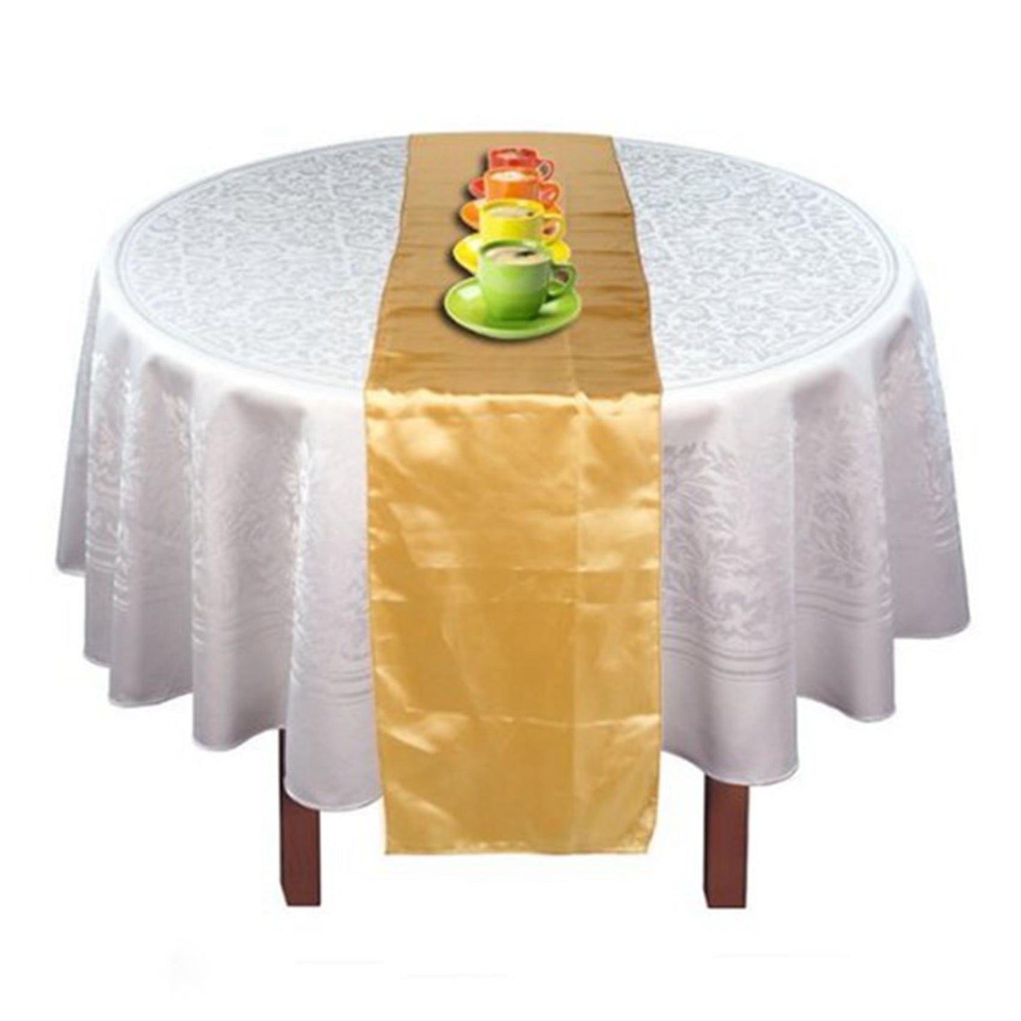 Runner Tavolo Centrotavola Tovaglia In Raso Oro Cm 30 X 275