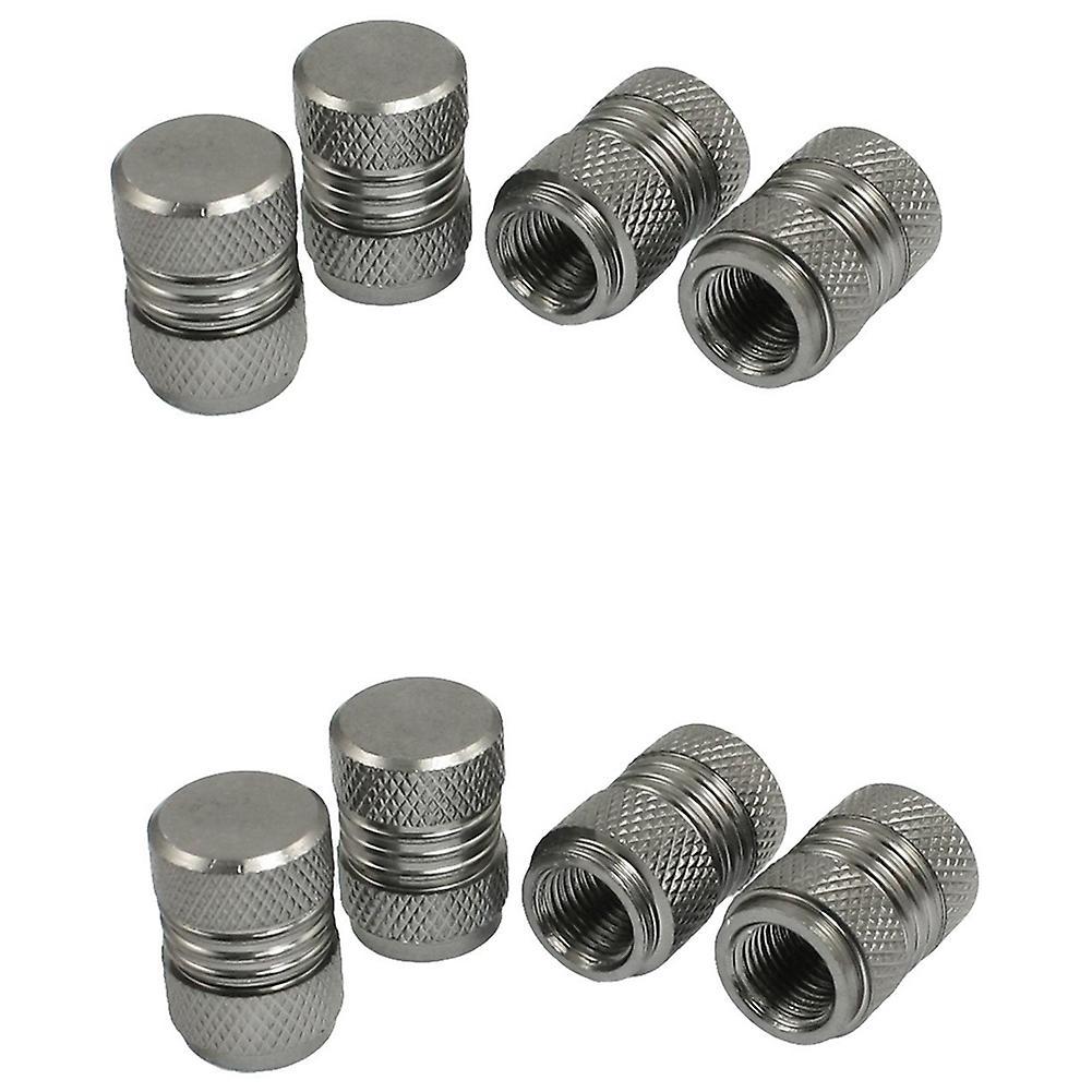 8 Pcs Dark Gray Alloy Car Bicycle Tire Tyre Wheel Valve Dust Caps