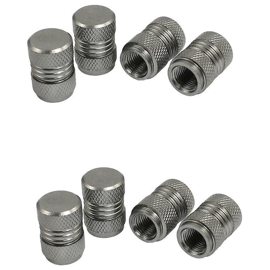 8 Pcs Dark Gray Alloy Car Bicycle Tire Tyre Wheel Valve Dust Caps