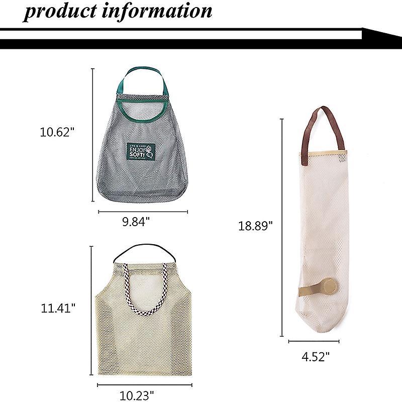 Hanging Storage Vegetable Mesh Bag Washable Wall Hanging Fruit Basket
