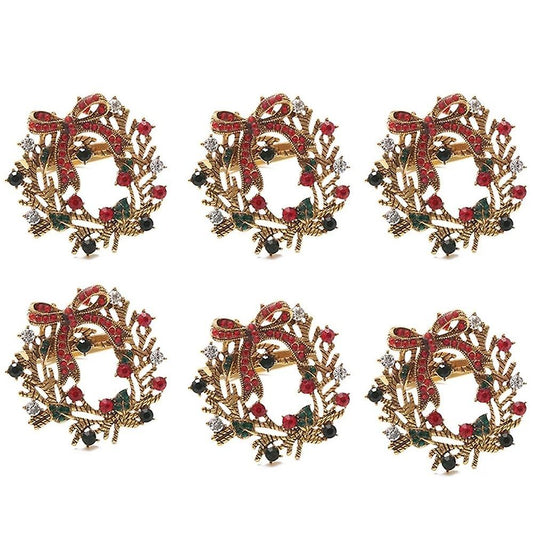 Christmas Wreath Napkin Rings Metal Napkin Buckle Napkin Holder