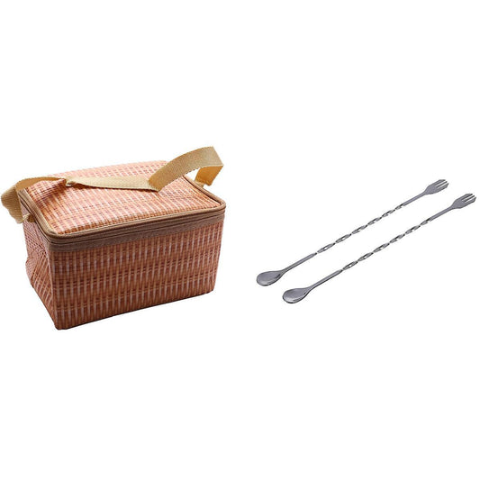 Portable Imitation Rattan Lunch Bags Insulated Thermal Cooler Bag