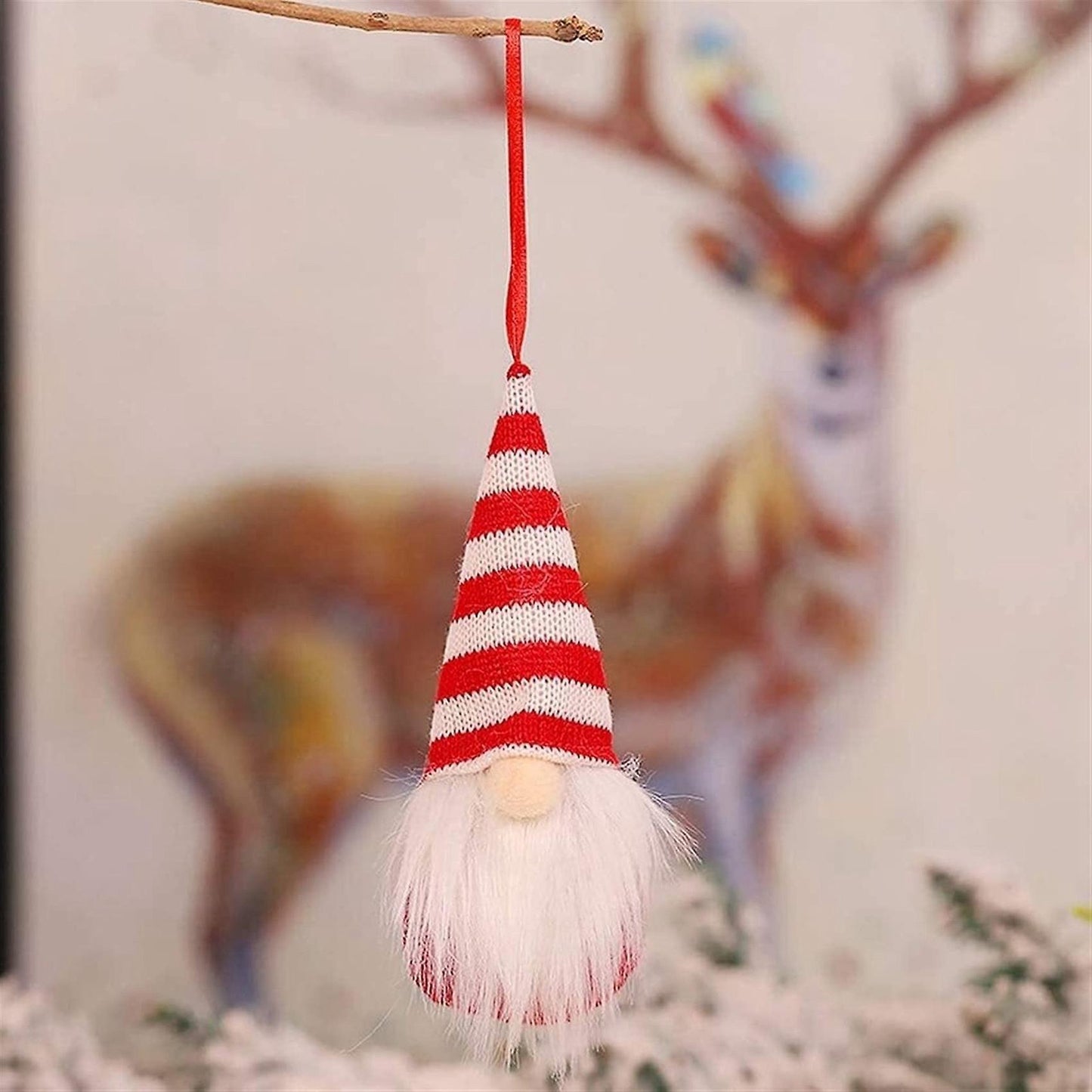 4 Pcs Christmas Knitted Faceless Doll Christmas Pendant Santa Doll