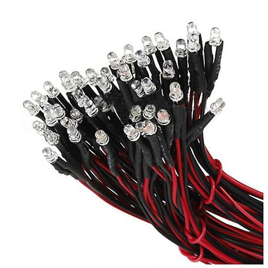 10 Pcs 12v 20cm Led Pre Wired 3mm White