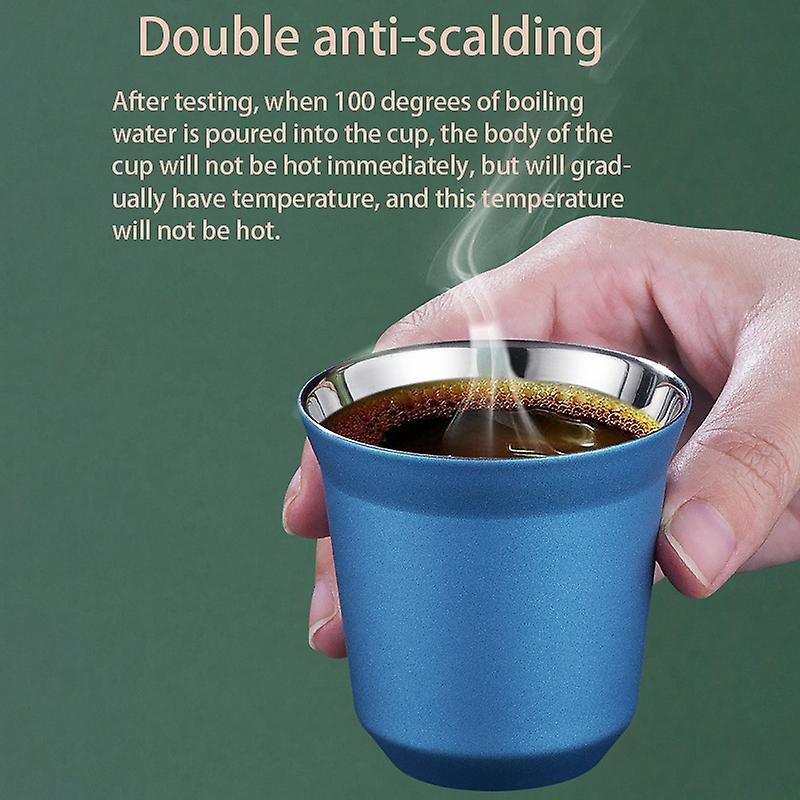80ml Double Wall Stainless Steel Espresso Cup Insulation,e