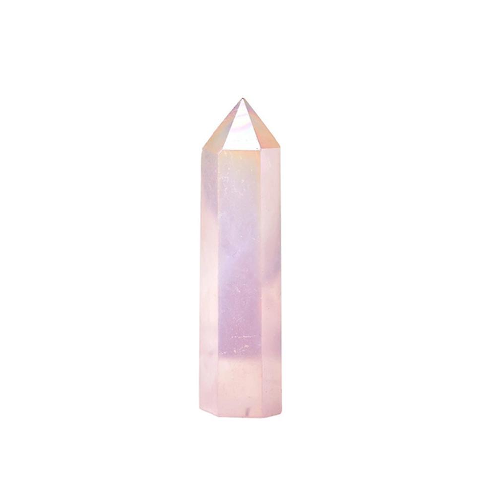 Natural Aura Rose Quartz Crystal Point Wand Healing Stone 6-7cm