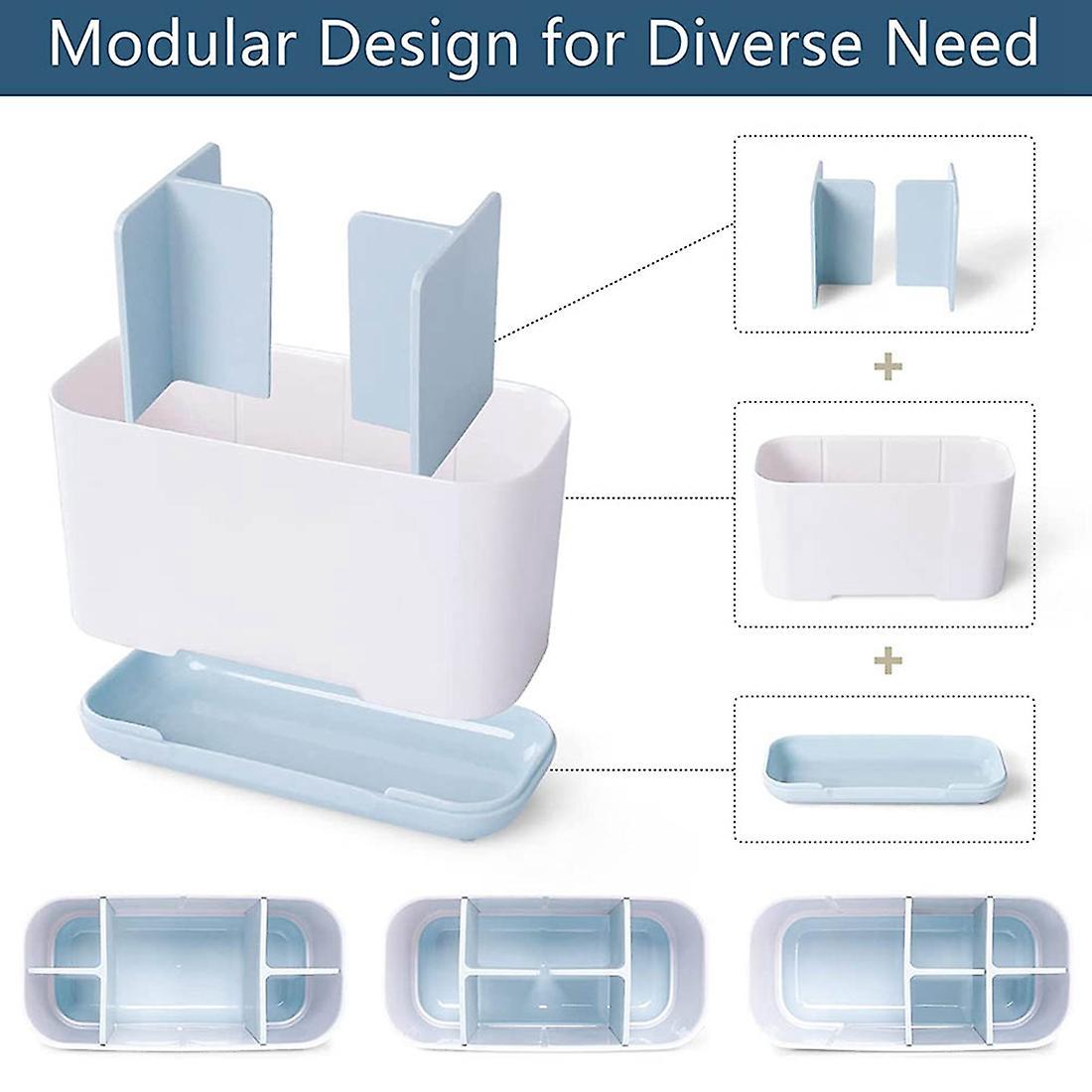 Bathroom Toothbrush Holder with Drain and Anti-slip Base Large