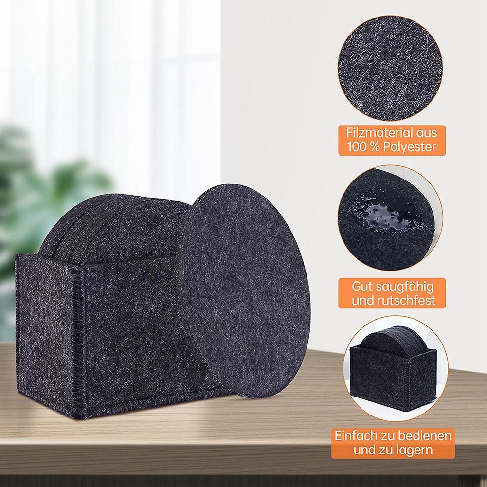 Washable Coasters for Glasses, Set Of 12, Round Drinks, Cups, (black)