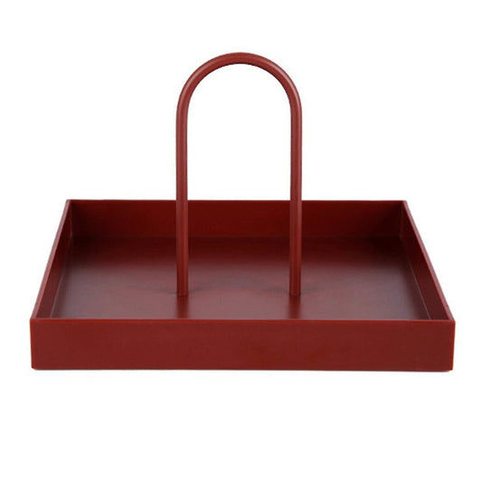 Desktop Storage Tray Plastic Square Jewelry Trays with Handle,b