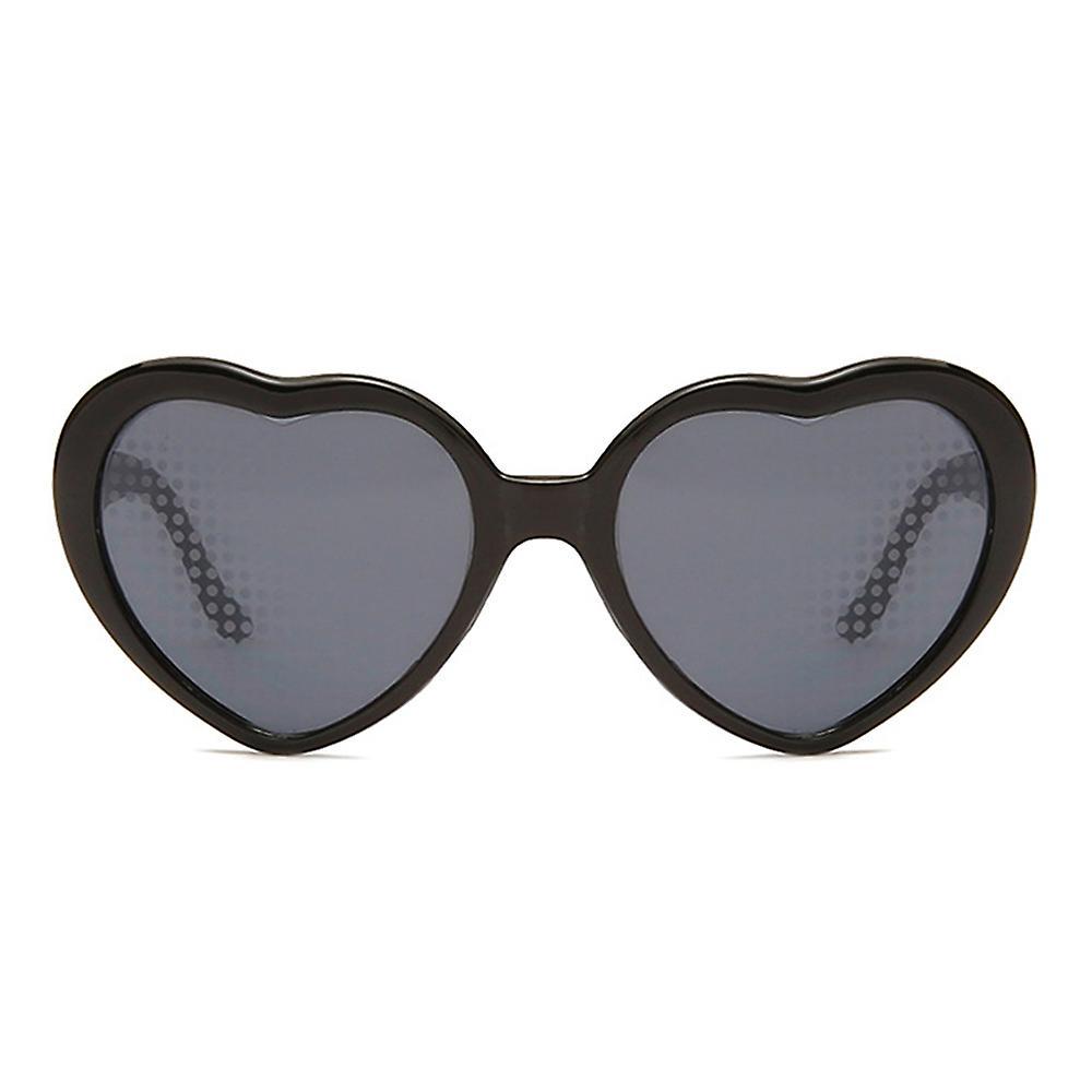 Heart Shape Light Sunglasses for Women Girls Kids Party (black)