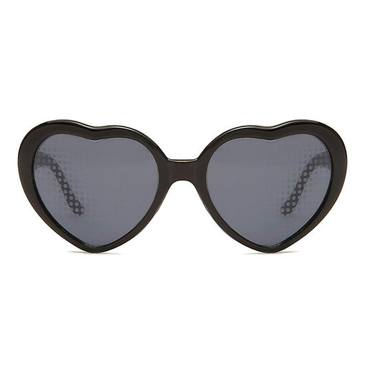 Heart Shape Light Sunglasses for Women Girls Kids Party (black)