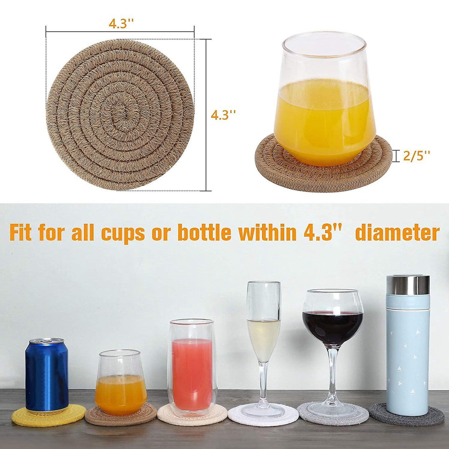 6pcs Drink Coasters,stylish Handmade Braided Coasters 4.3inch,cotton