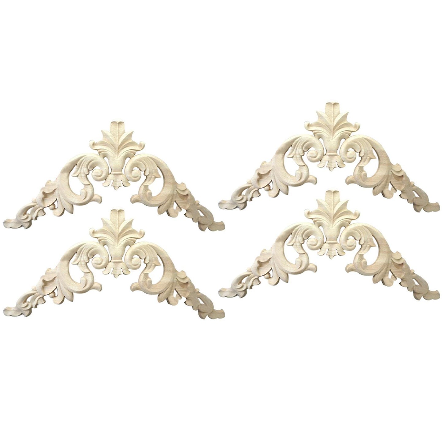 4x 15 X 15cm Rubber Wood Carved Corner Onlay Applique Exquisite